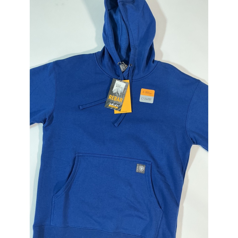 NWT Ariat Rebar Workman Water Repellent Men's Hoodie Blue Siz S